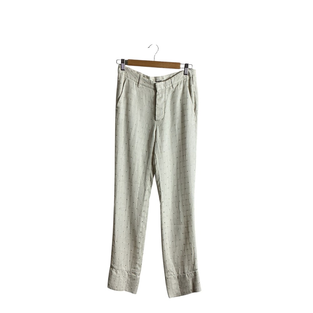 Theory Size 4 Wool Stretch‎ Natural White Sienna Pants Minimalist Classic NEW